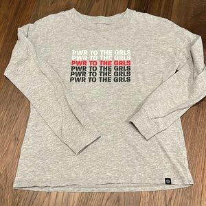Girls long sleeve tee tshirt top grey Girl Power graphic cotton